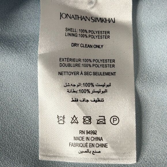 Jonathan Simkhai The Diane Satin Off Shoulder Top in Light Sky Women's Large NWT - Picture 11 of 11